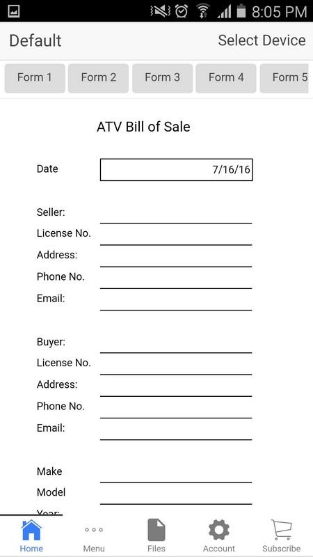 Tractor Bill of Sale Form